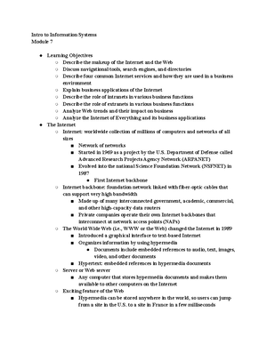 Intro to Information Systems - Module 9 - Intro to Information Systems ...