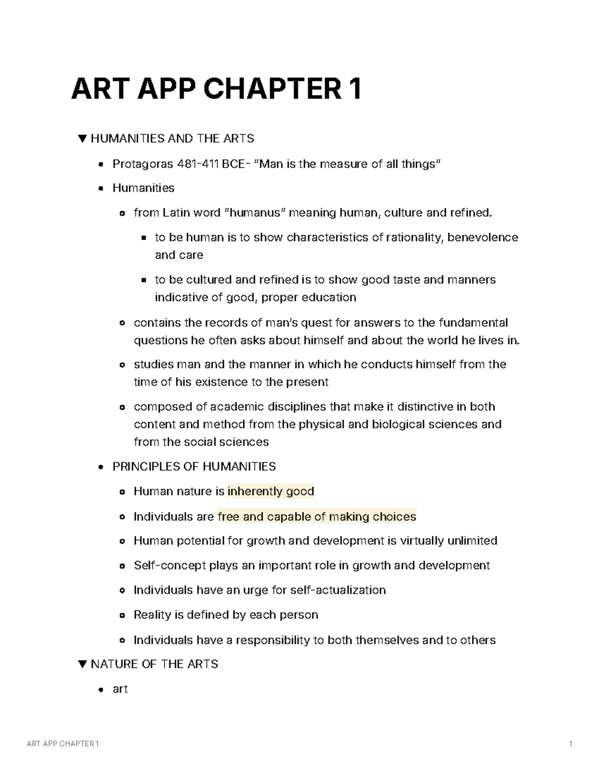 ART APP CHAPTER 1: HUMANITIES, NATURE, FUNCTION & PHILOSOPHY OF ART ...