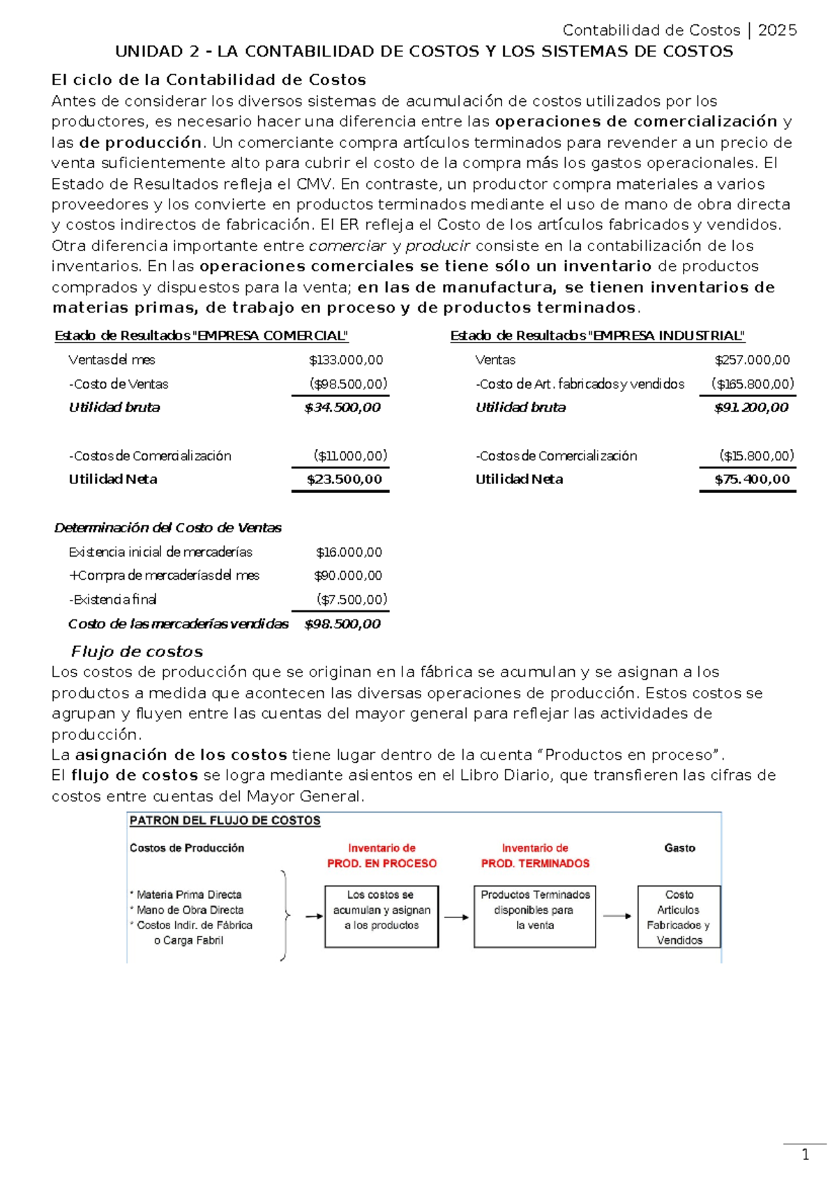 Unidad 2 - UNIDAD 2 - LA CONTABILIDAD DE COSTOS Y LOS SISTEMAS DE ...