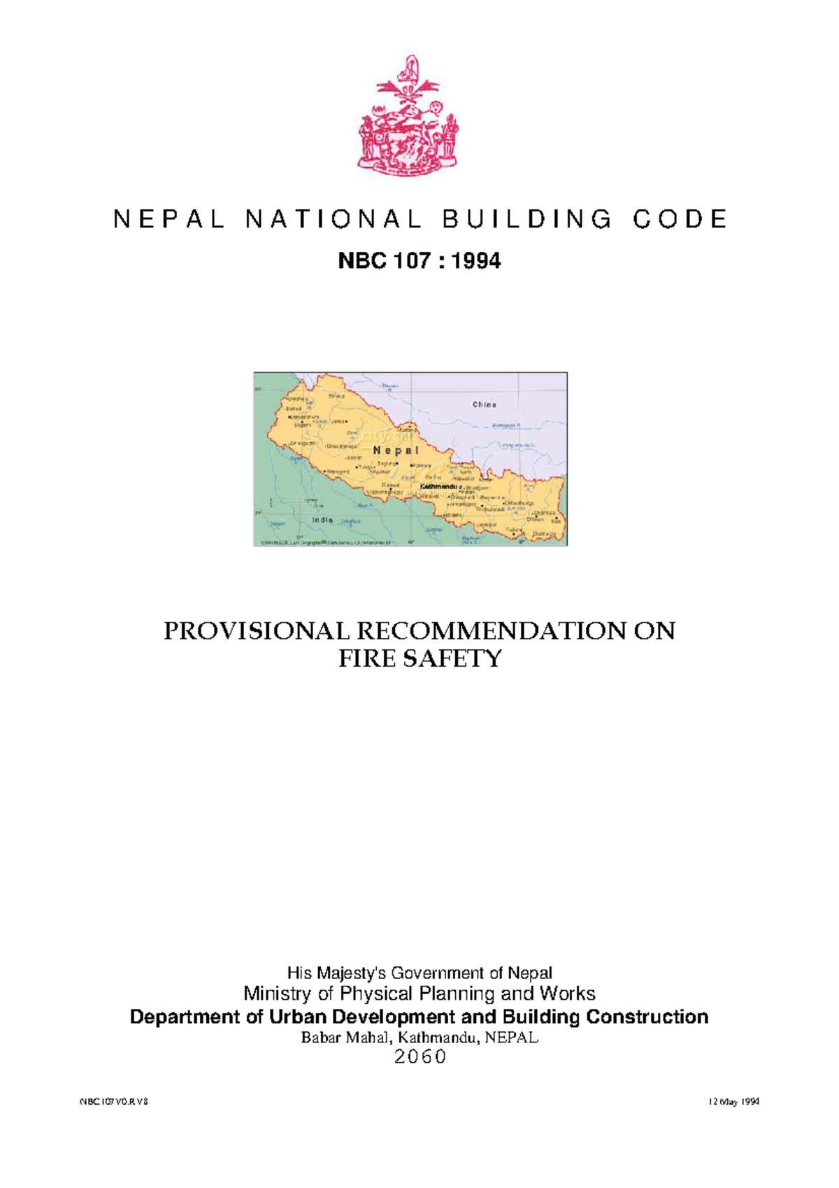 NEPAL NATIONAL BUILDING CODE NBC 107: 1994 FIRE SAFETY RECOMMENDATIONS ...