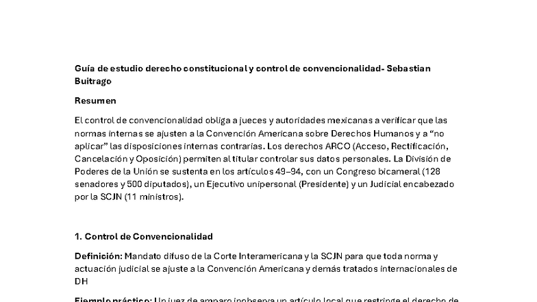 Guía de Estudio: Derecho Constitucional y Control - DC 101 - Studocu