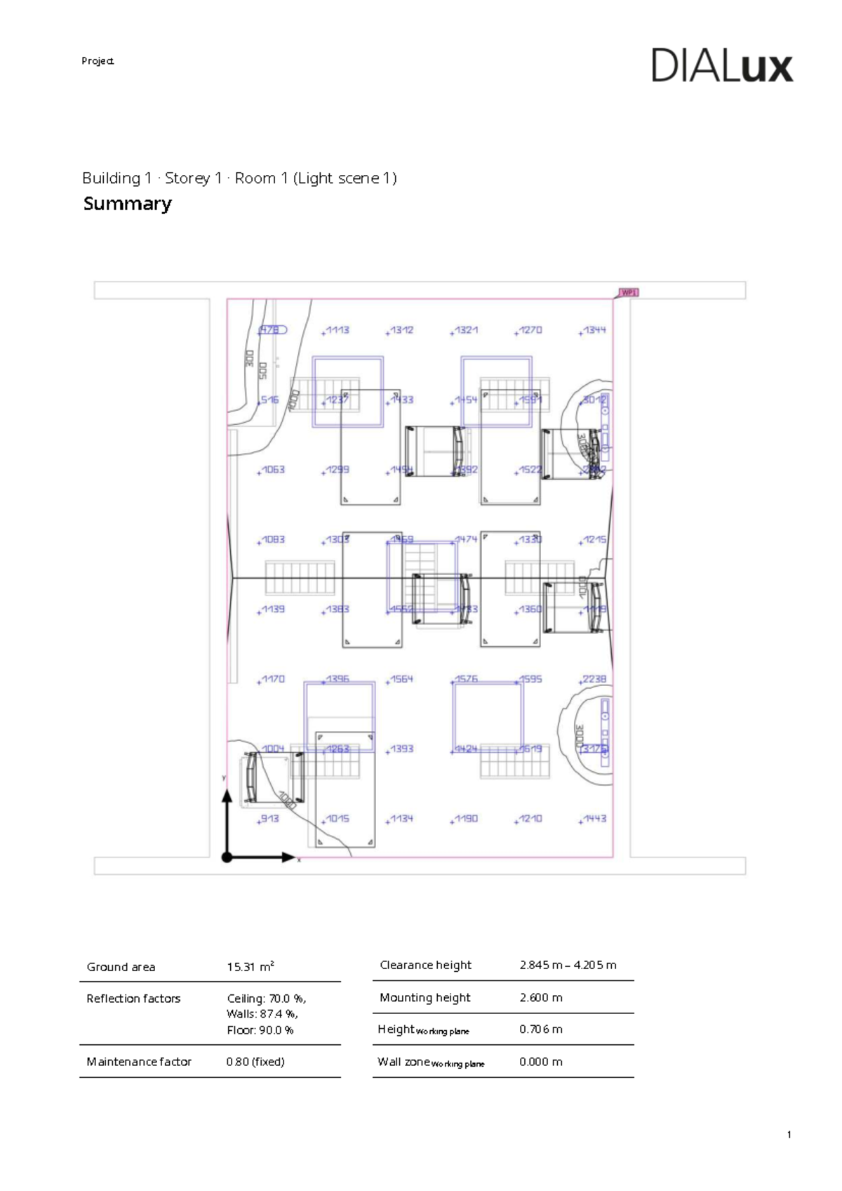 Room 1 Summary Report - Project Building 1 Storey 1 (Light Scene 1 ...