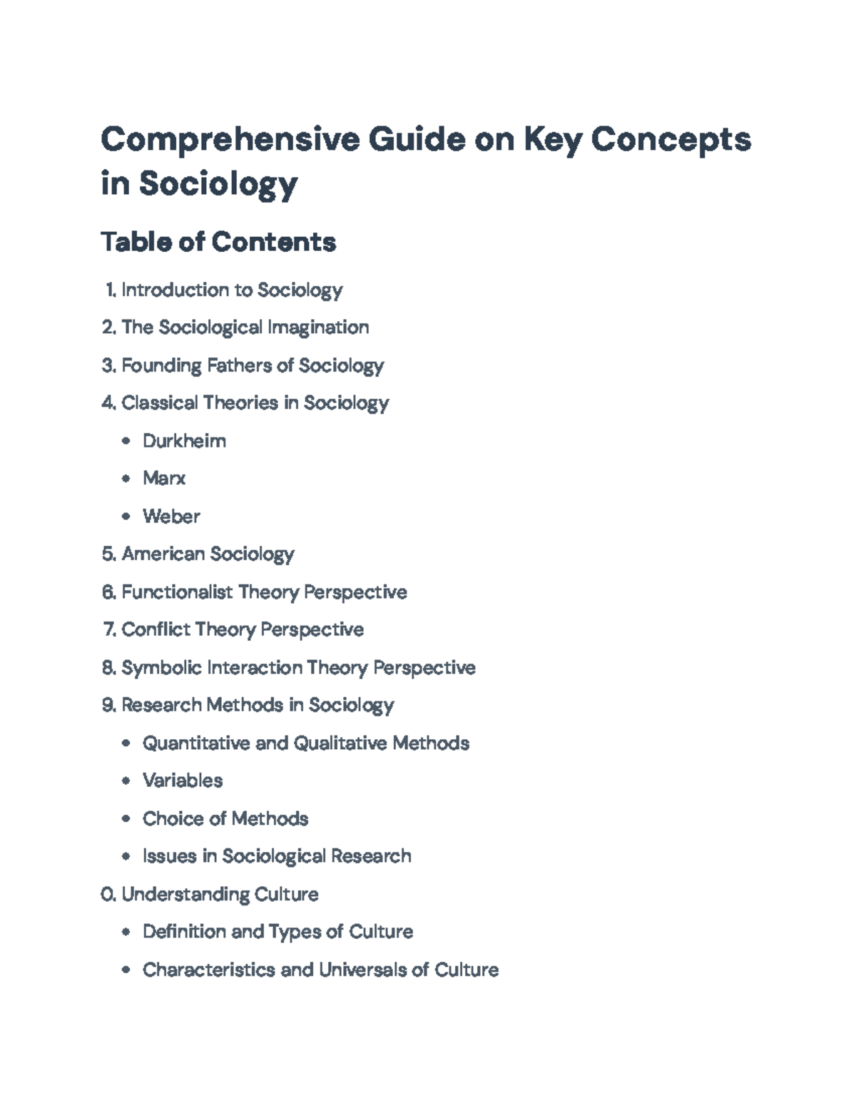 Comprehensive Sociology Concepts Overview for SOC101 Course ...