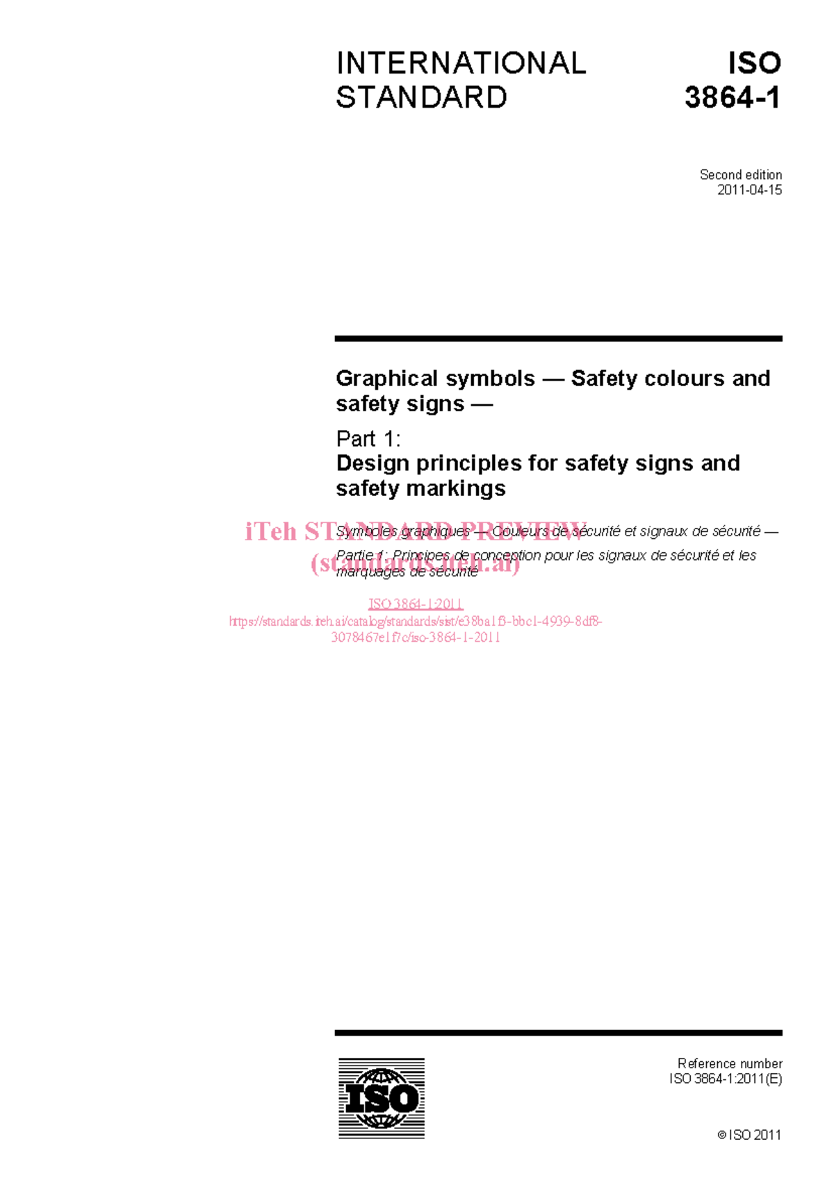 ISO 3864-1:2011 - Design Principles for Safety Signs and Markings - Studocu