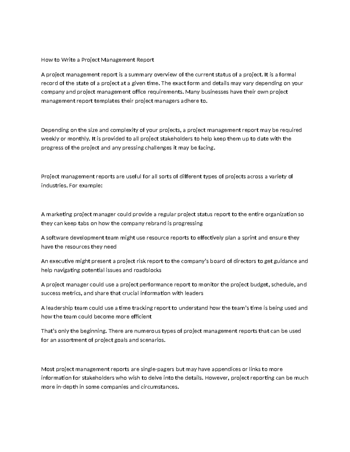 New project management report - How to Write a Project Management ...
