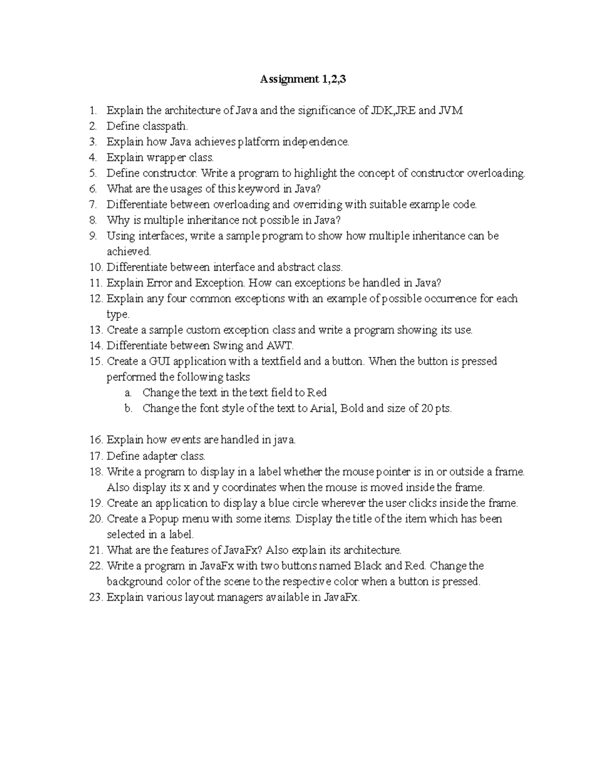 Java-Assignment-1: Key Concepts & Code for Java Fundamentals - Studocu