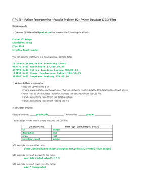 Practice Problem #3 - Database & CSV Files - Student - ITP-195 – Python ...