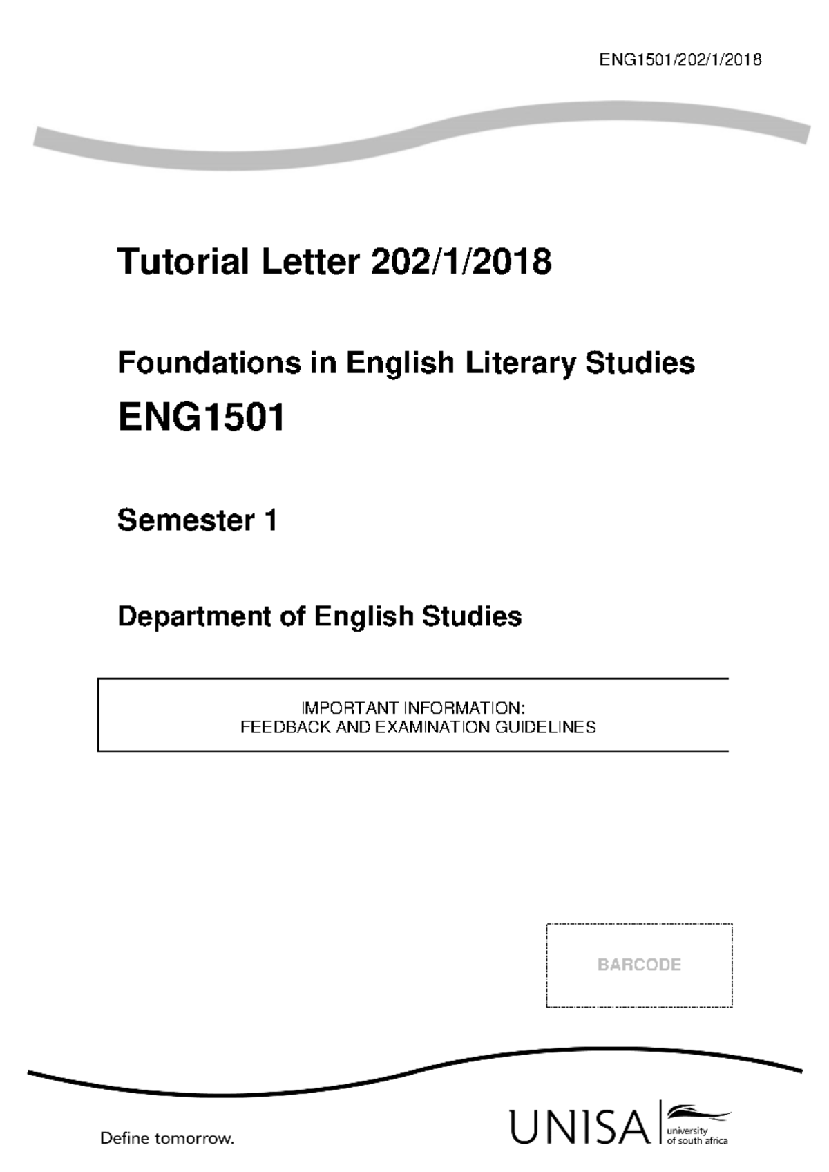 Eng1501 Tutorial 202 - ENG1501/202/1/ Tutorial Letter 202/1 ...