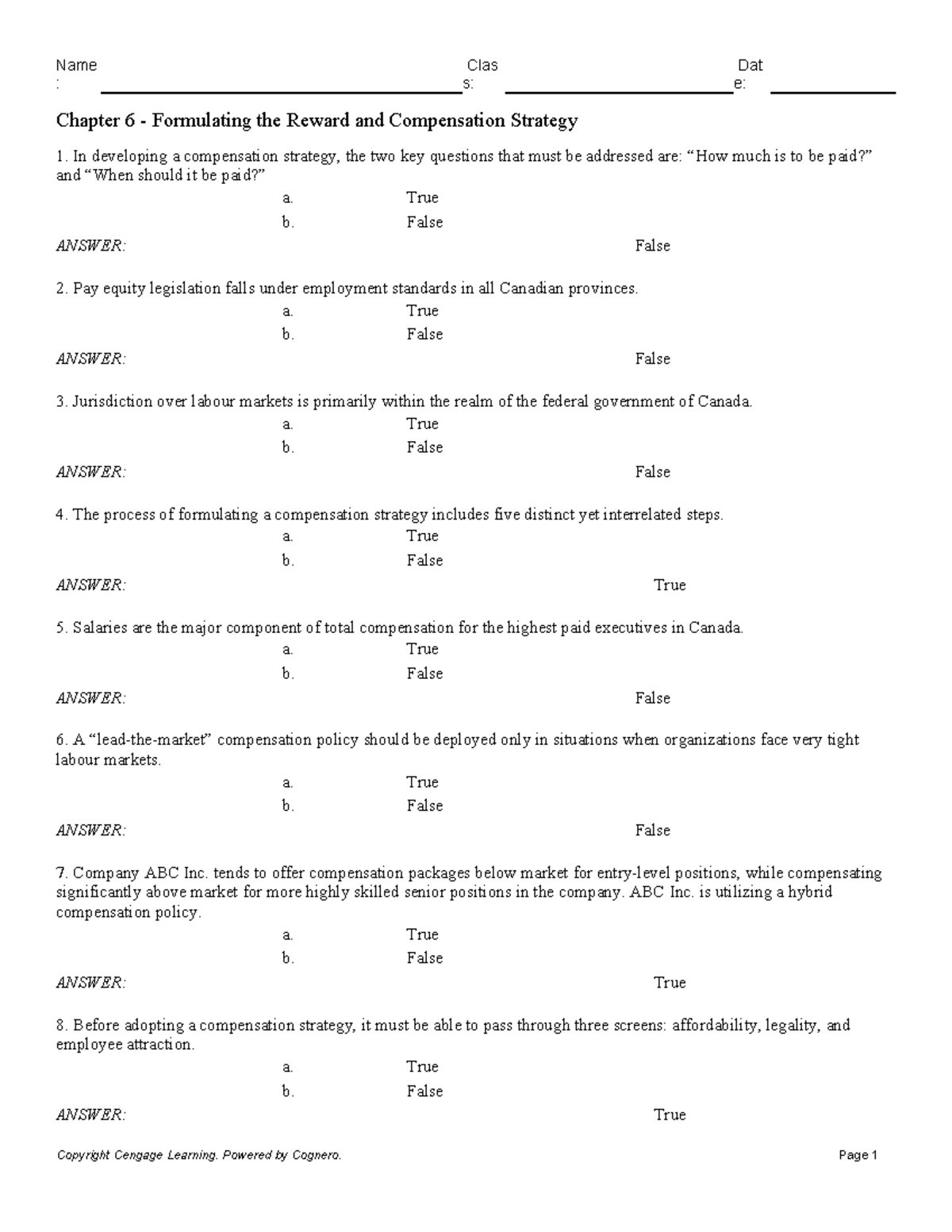 Chapter 6 - Reward and Compensation Strategy Considerations - Studocu