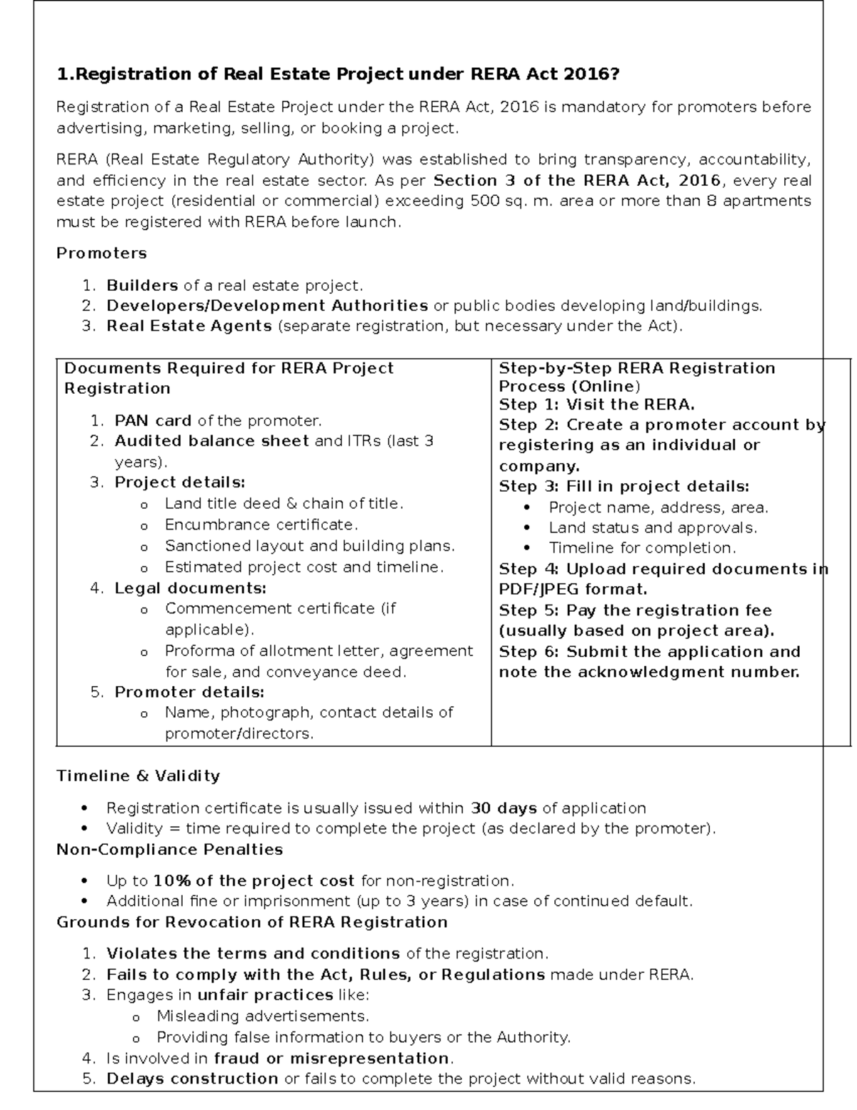 Land Law - Notes on RERA & Karnataka Land Reforms (LAW101) - Studocu