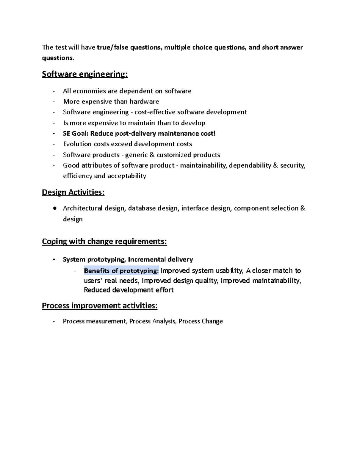 CP317 Software Engineering Test Prep: Key Concepts & Practices - Studocu
