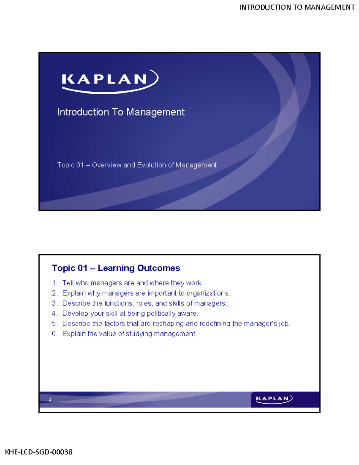 Introduction to Management (Lecture Notes & Full PPT) 2019 - Studocu