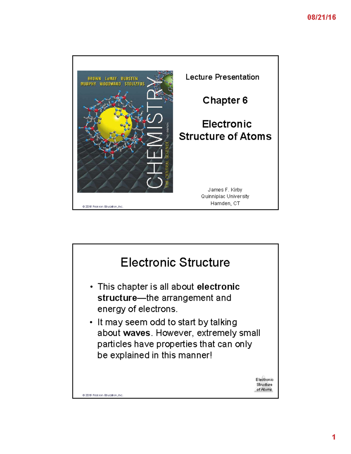 Lecture Presentation: Chapter 6 - Electronic Structure of Atoms (BS ...