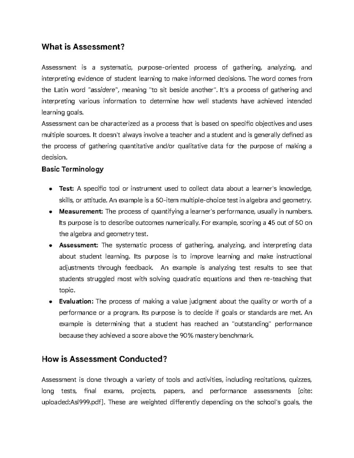 Assessment in Learning 1: Understanding Key Concepts and Processes ...