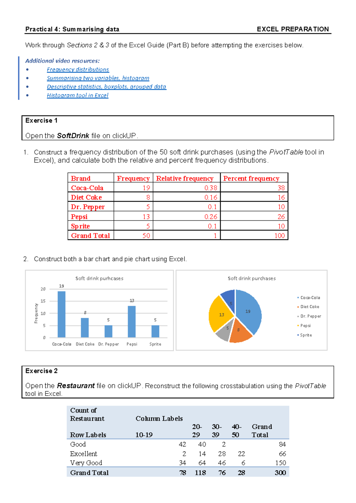 STK110 Excel Preparation Exercises 2025 - Summary and Analysis - Studocu