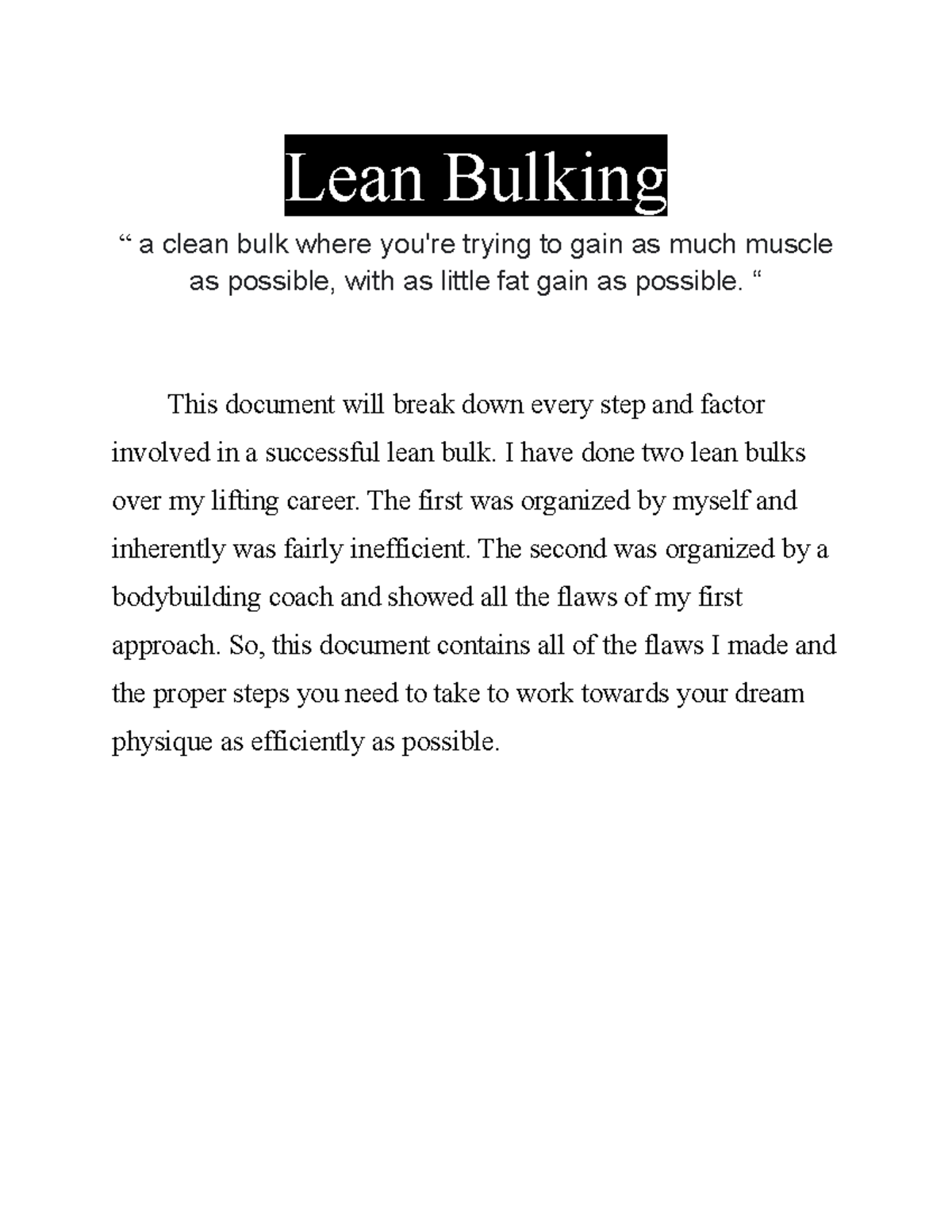 Lean Bulking Guide - hothot - Lean Bulking