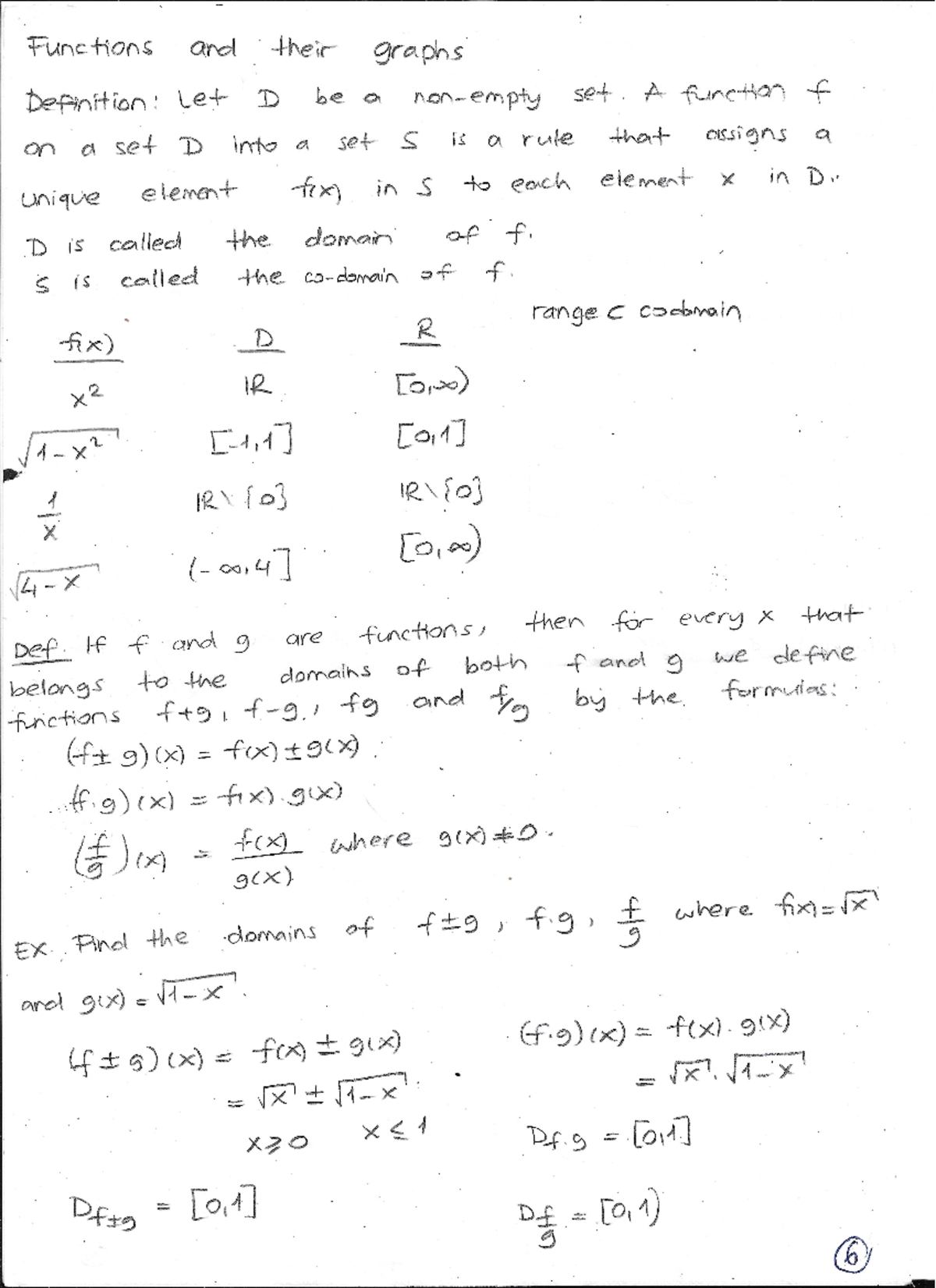 Math 101- functions and their graphs - Functions and their graphs ...