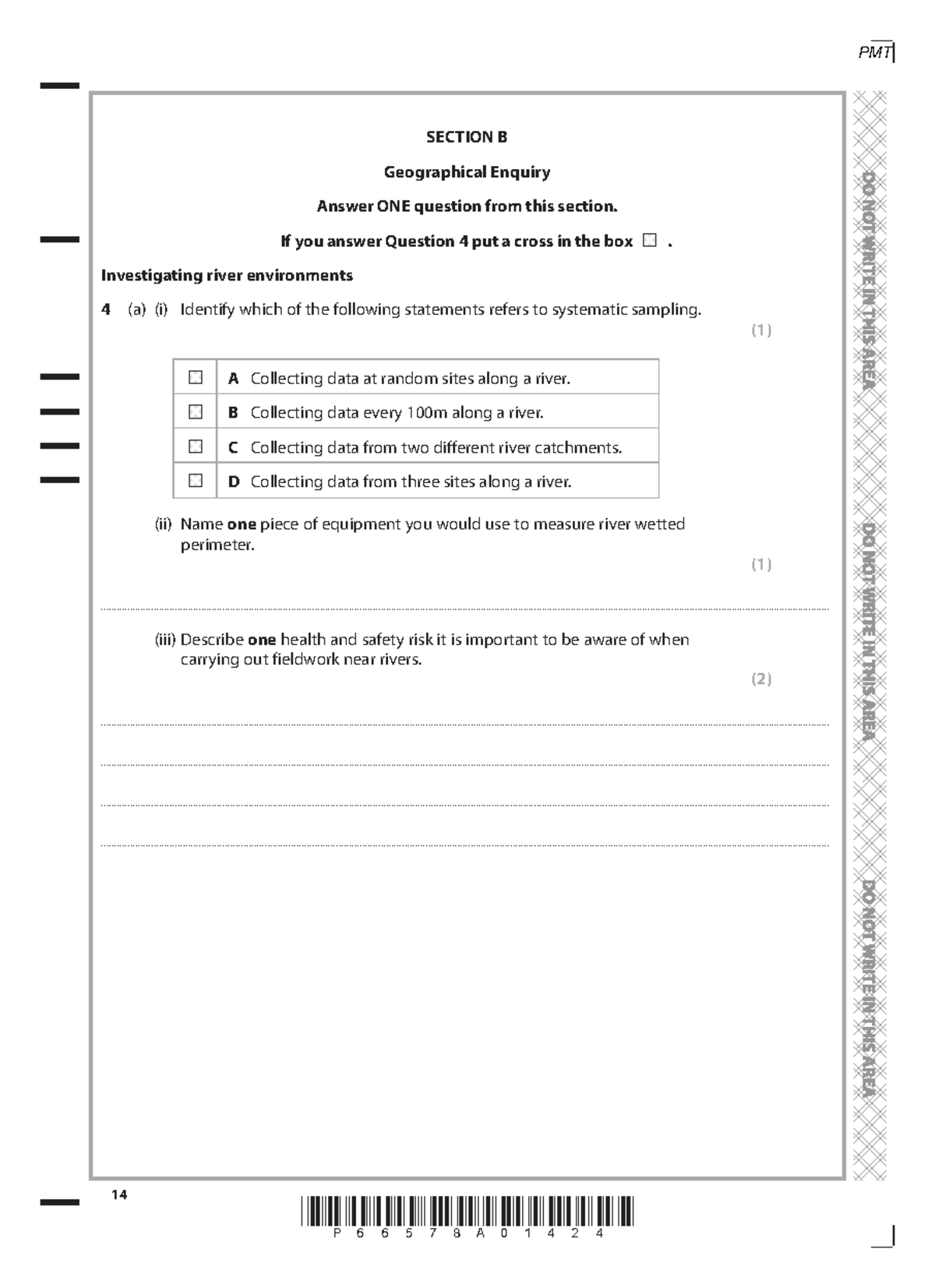 PMT Geographical Enquiry Section B: Fieldwork Questions and Answers ...