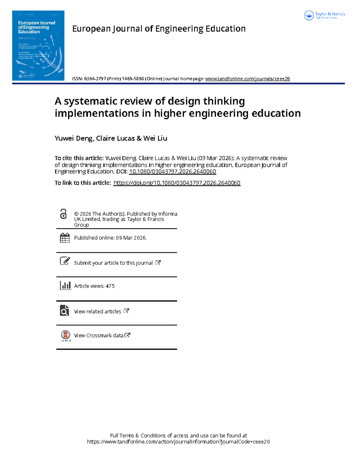 A Systematic Review of Design Thinking in Higher Engineering Education ...