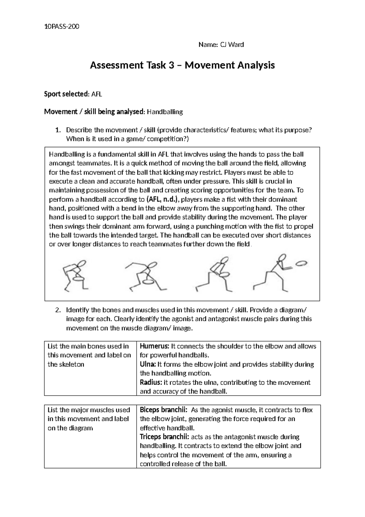 10PASS 200 Movement Analysis: AFL Handballing Skills and Techniques ...