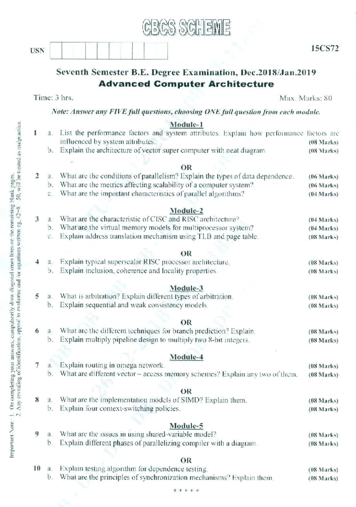 Jan-2020 - Examination Question Papers - CBCS SCHEME USN 15CS72 Seventh ...