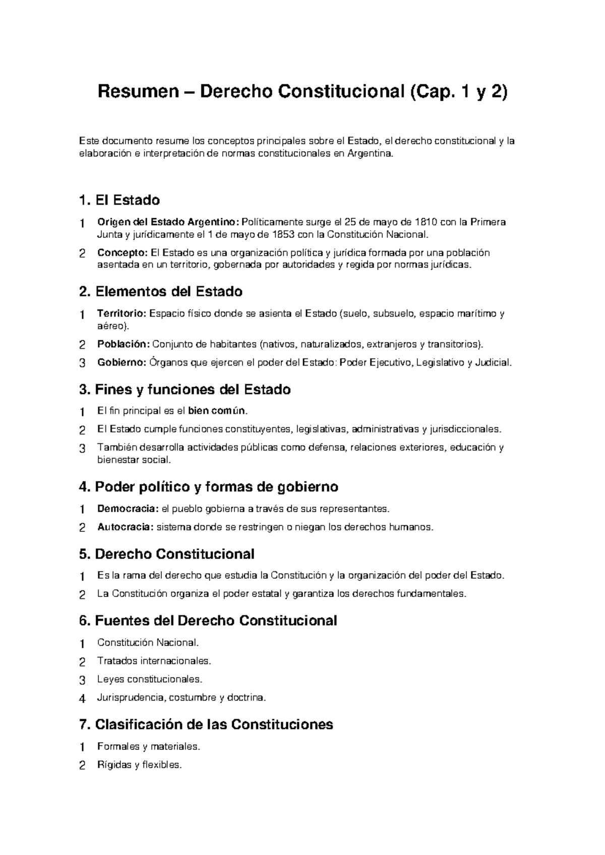 Resumen Derecho Constitucional (Cap. 1 y 2) - Claves y Conceptos - Studocu