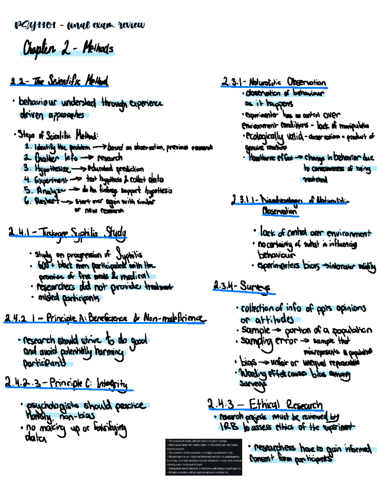 PSY1101 Fall 2024 Final Exam Review: Key Concepts and Methods - Studocu
