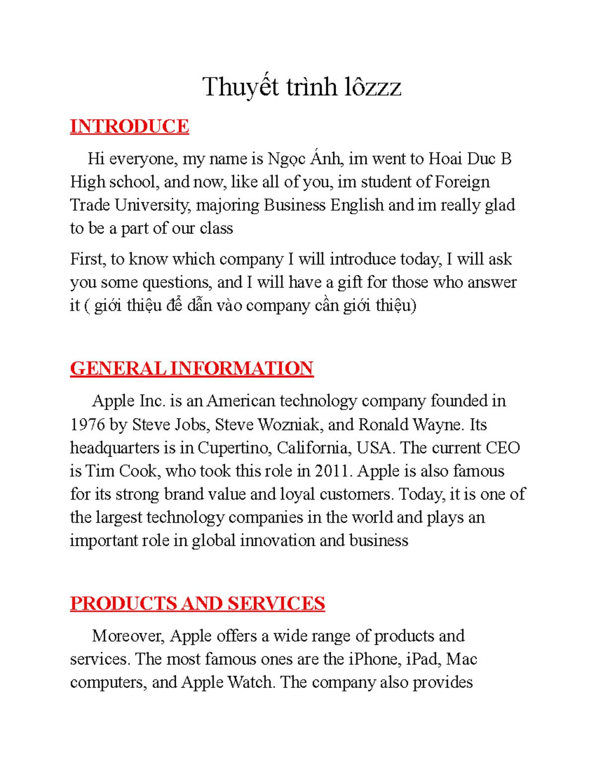 Final Presentation: Introducing Apple Inc. - BUS 101 - Studocu