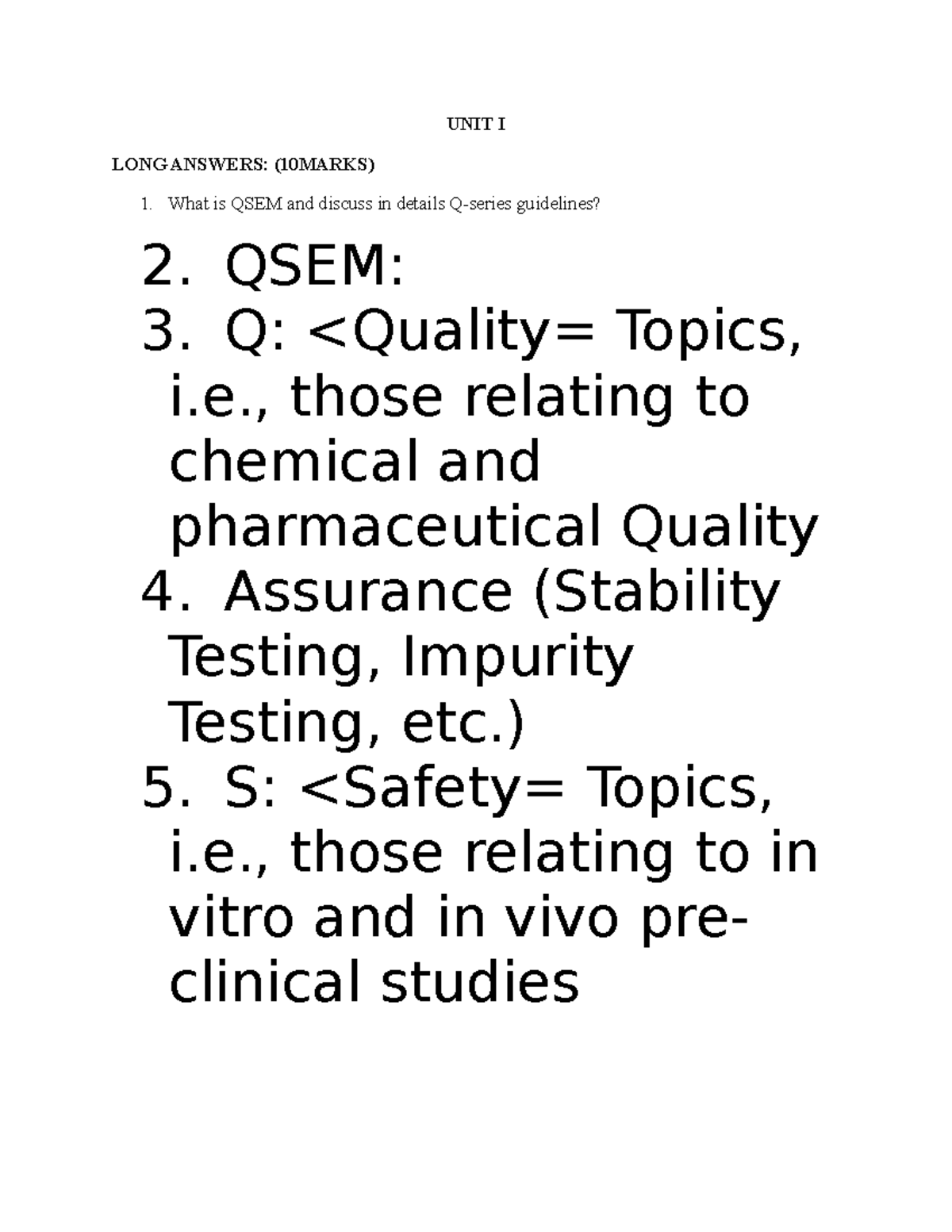 QA QB - UNIT I LONG ANSWERS: (10MARKS) What is QSEM and discuss in ...
