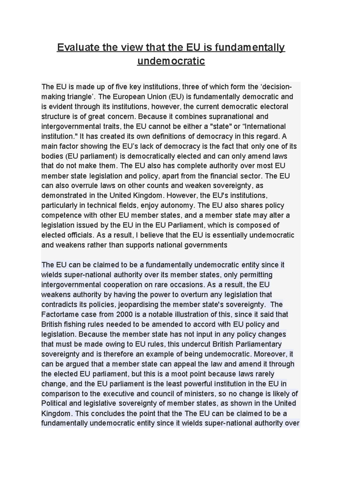 Critical Assessment of EU's Democratic Nature: Undemocratic Elements ...
