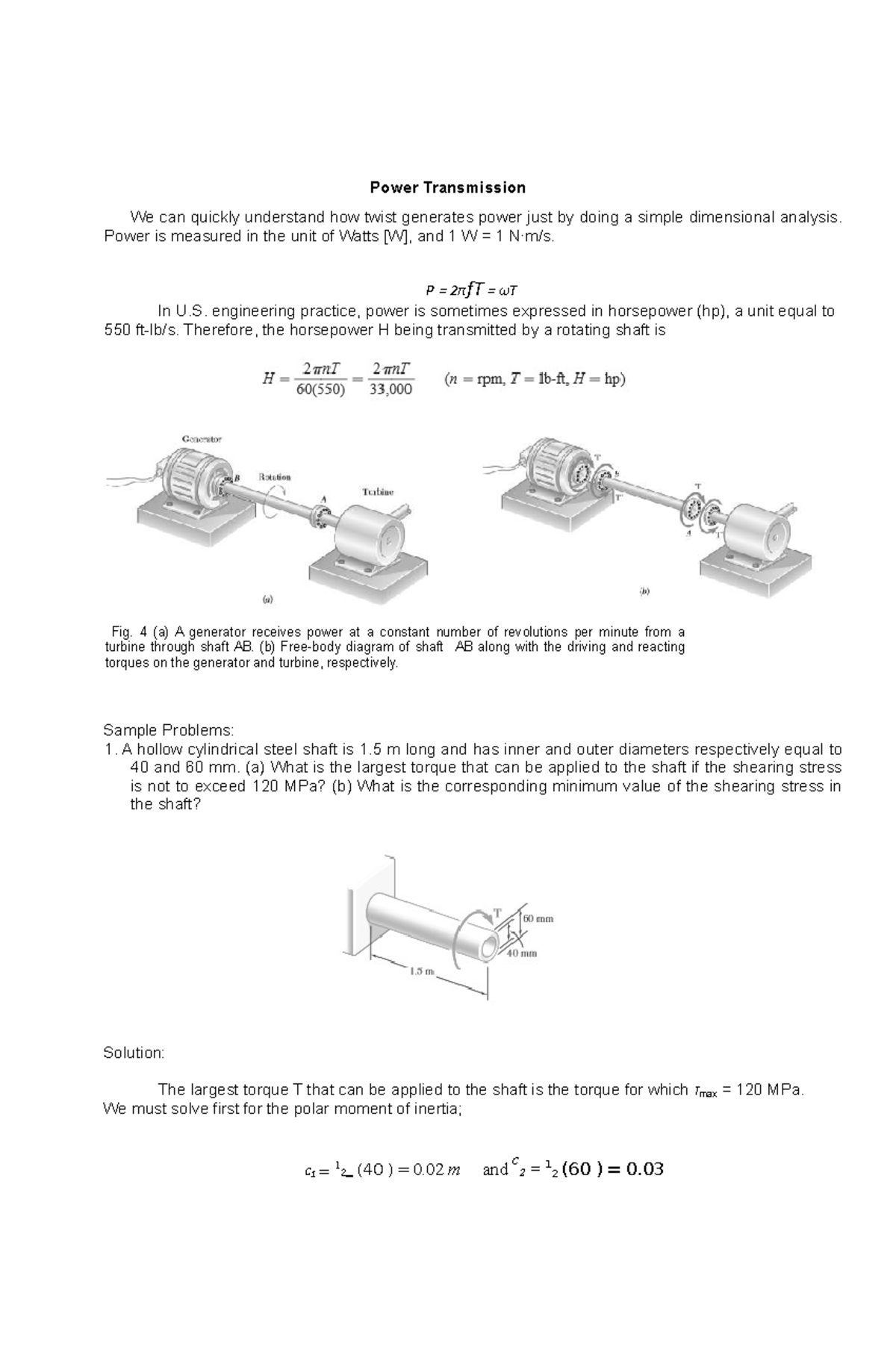 Power Transmission and Torque Analysis: Understanding Dimensional ...