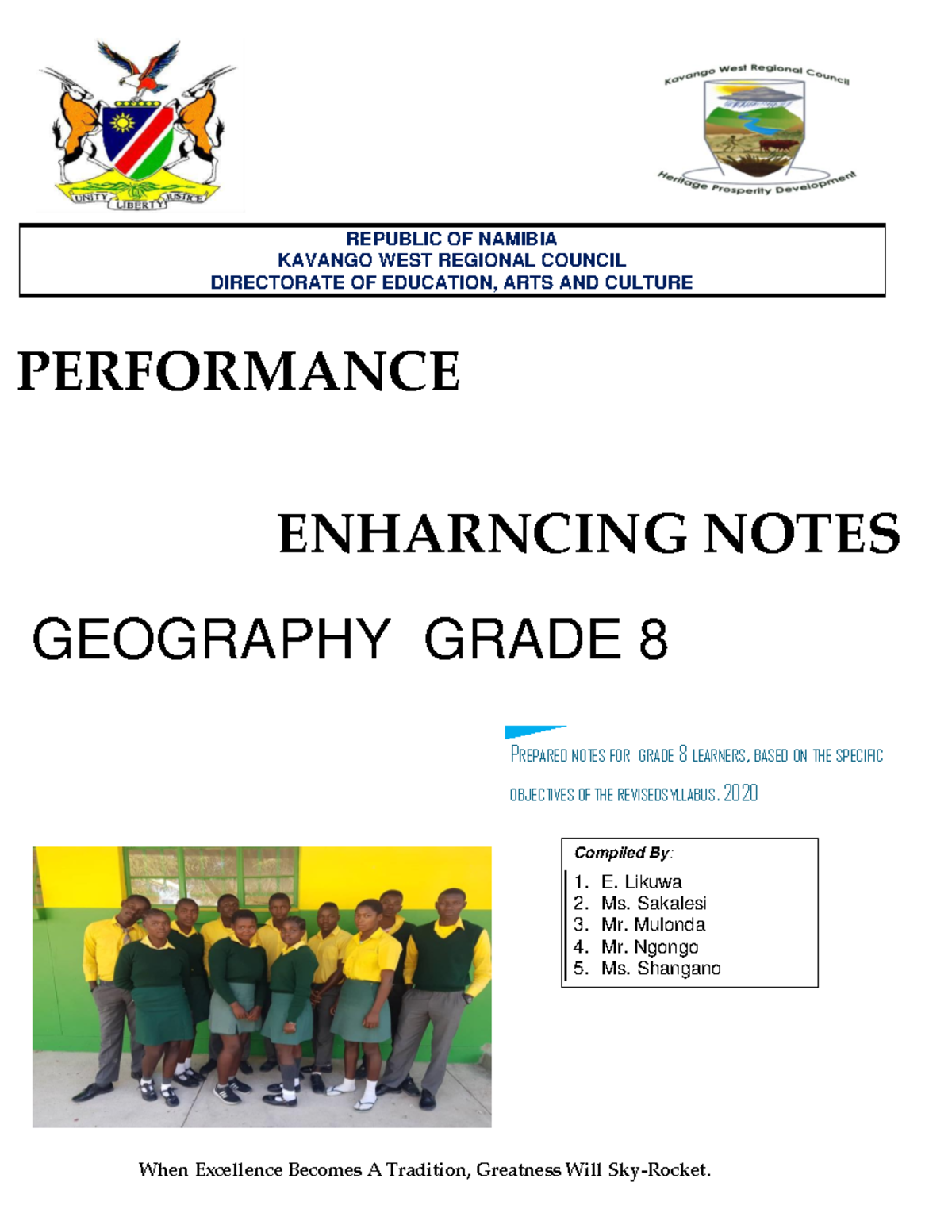 Geo Grade 8 Performance Enhancing Notes - Kavango West Region - Studocu
