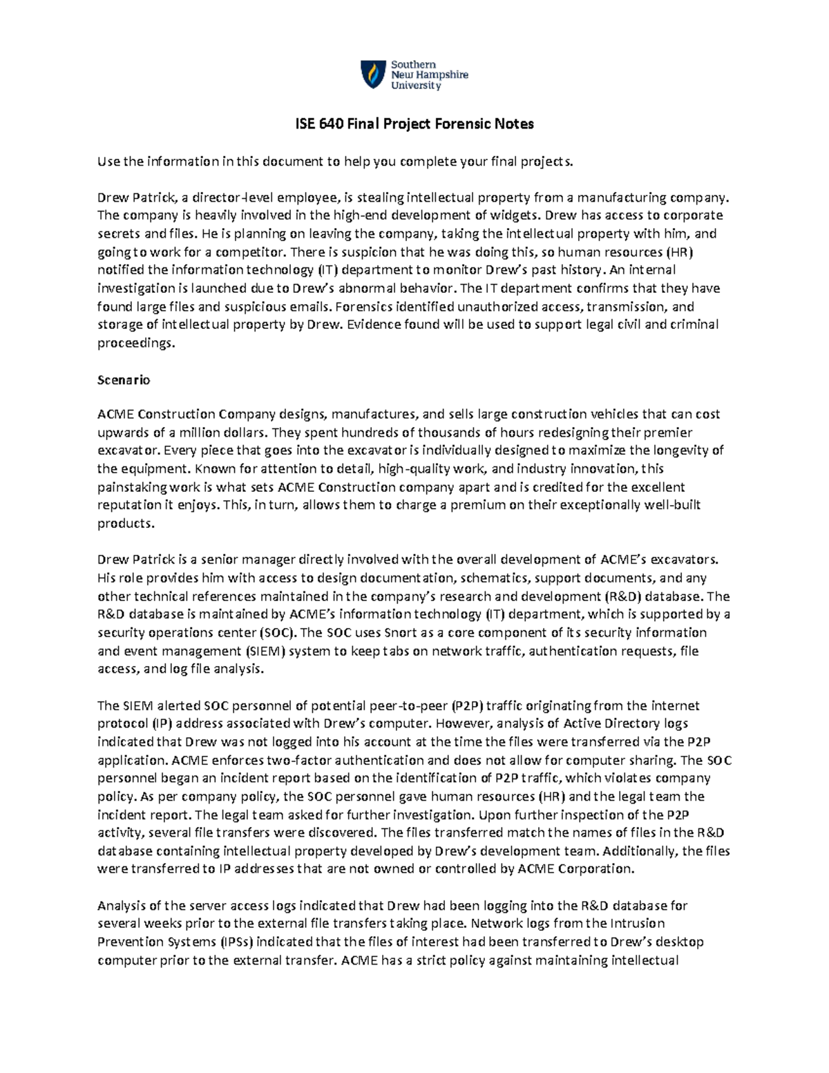 ISE 640 Final Project Forensic Notes - Studocu