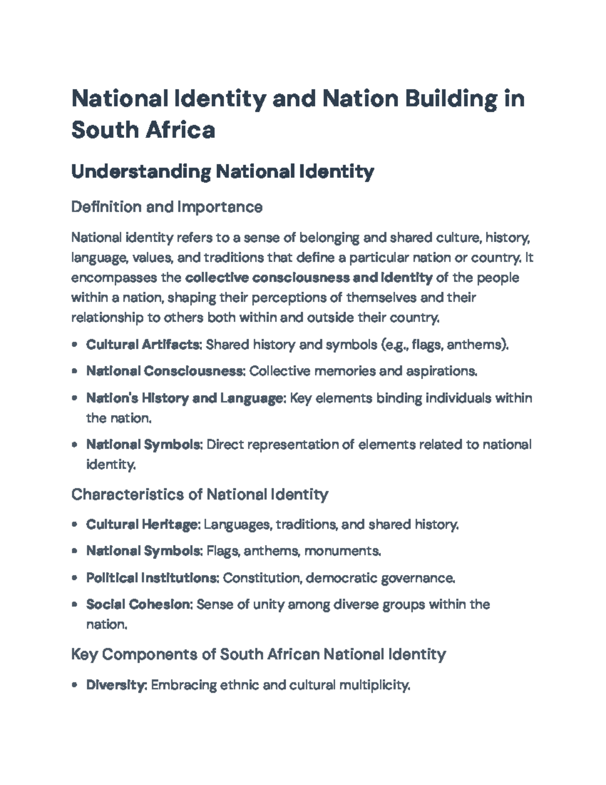 National Identity & Nation Building in South Africa: Key Concepts - Studocu