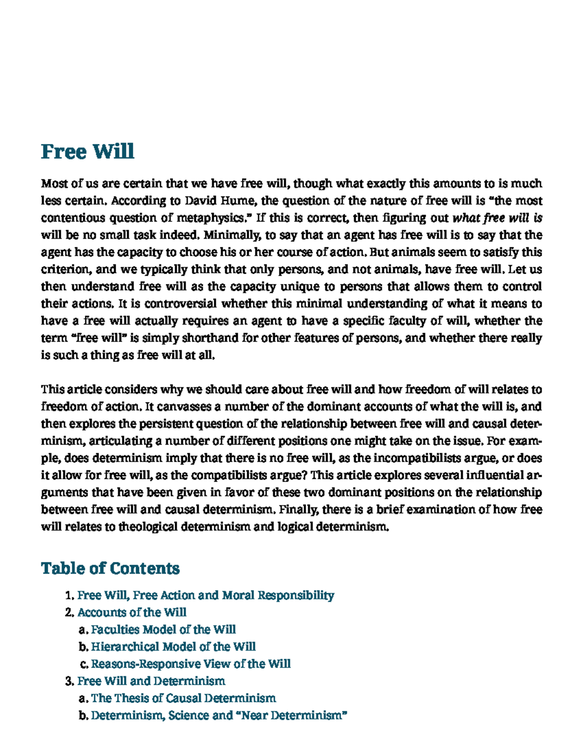 Free Will Internet Encyclopedia of Philosophy - Free Will Most of us ...