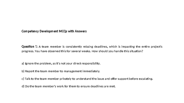 Competency Development MCQs & Answers for Effective Skills Assessment ...