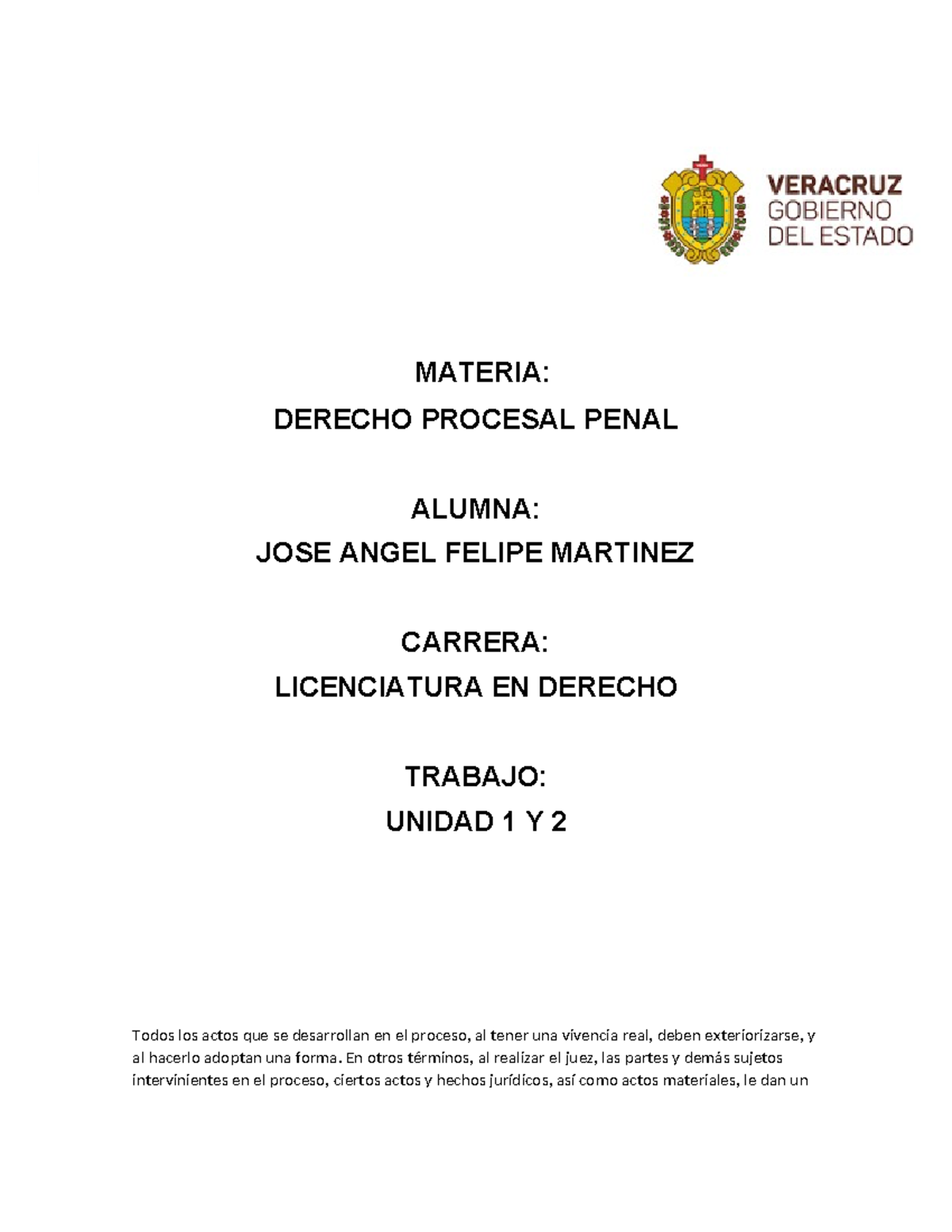 Derecho Procesal Penal: Unidad 1 y 2 - Notas de Estudio - Studocu