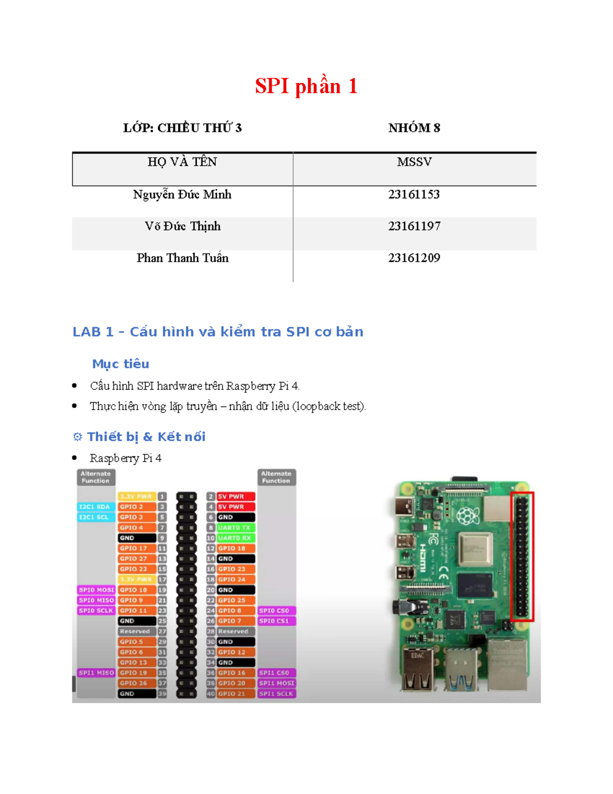 SPI Phần 1: Cấu Hình và Kiểm Tra SPI Cơ Bản Lab - Studocu
