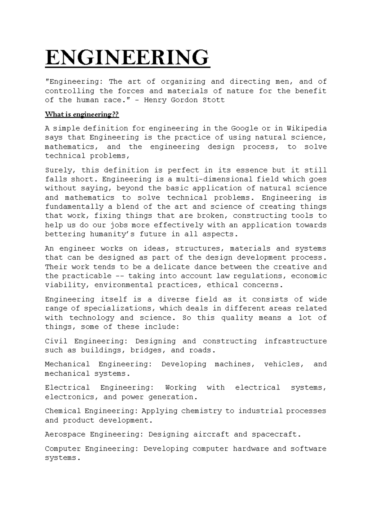 ENGR 101 - Understanding Engineering: Definition, History & Future ...