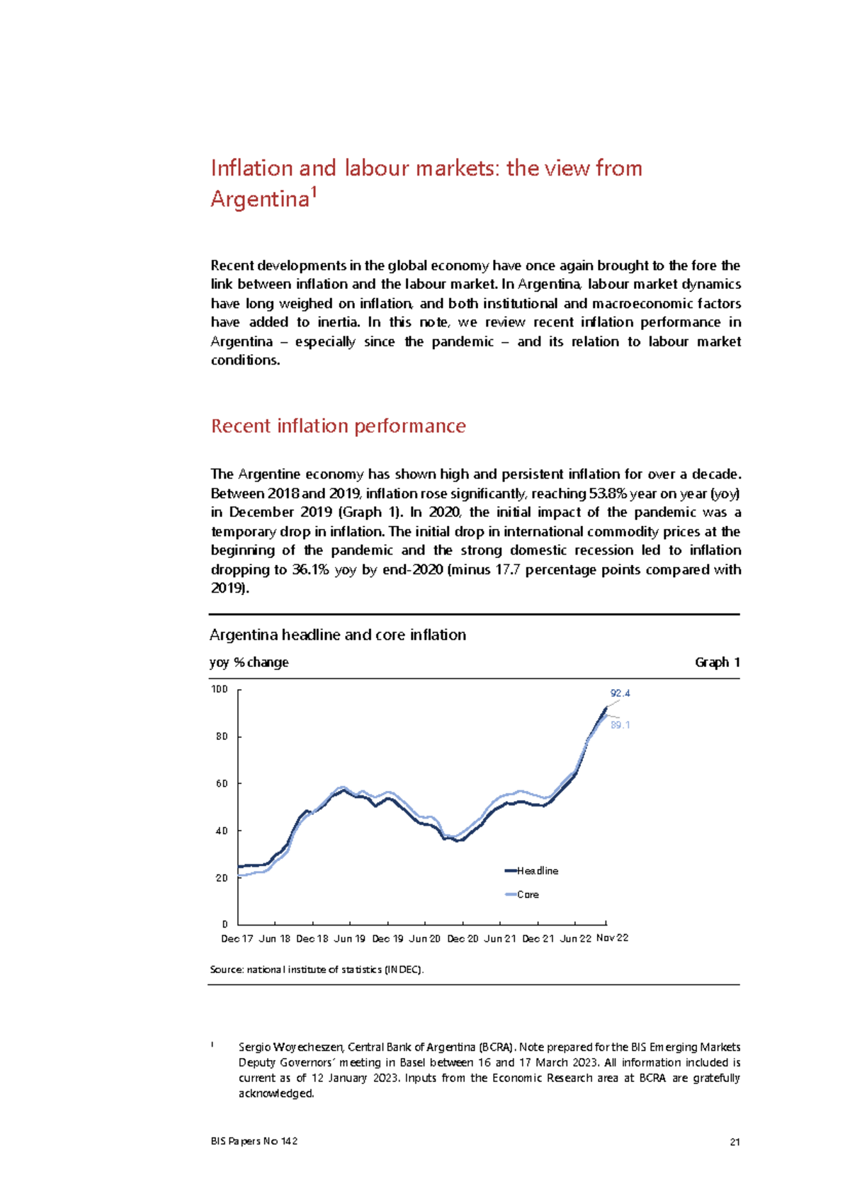 BIS Papers No 142: Inflation and Labour Markets in Argentina (2023 ...