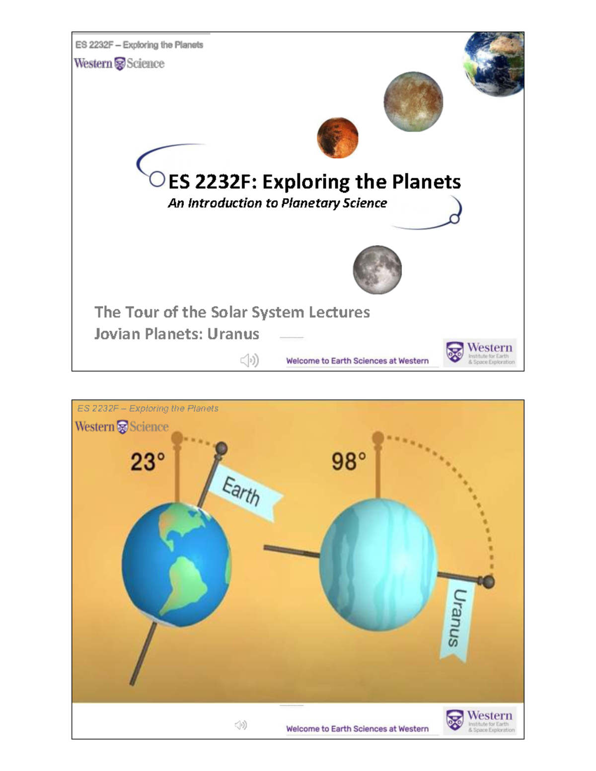 ES 2232F: Lecture Notes on Uranus - Exploring Jovian Planets - Studocu