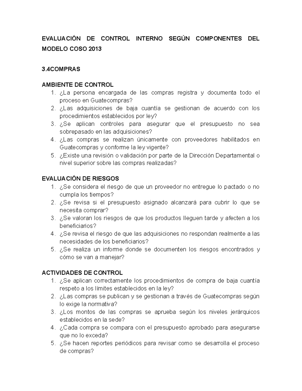 Evaluación de Control Interno según COSO 2013 - Análisis y ...