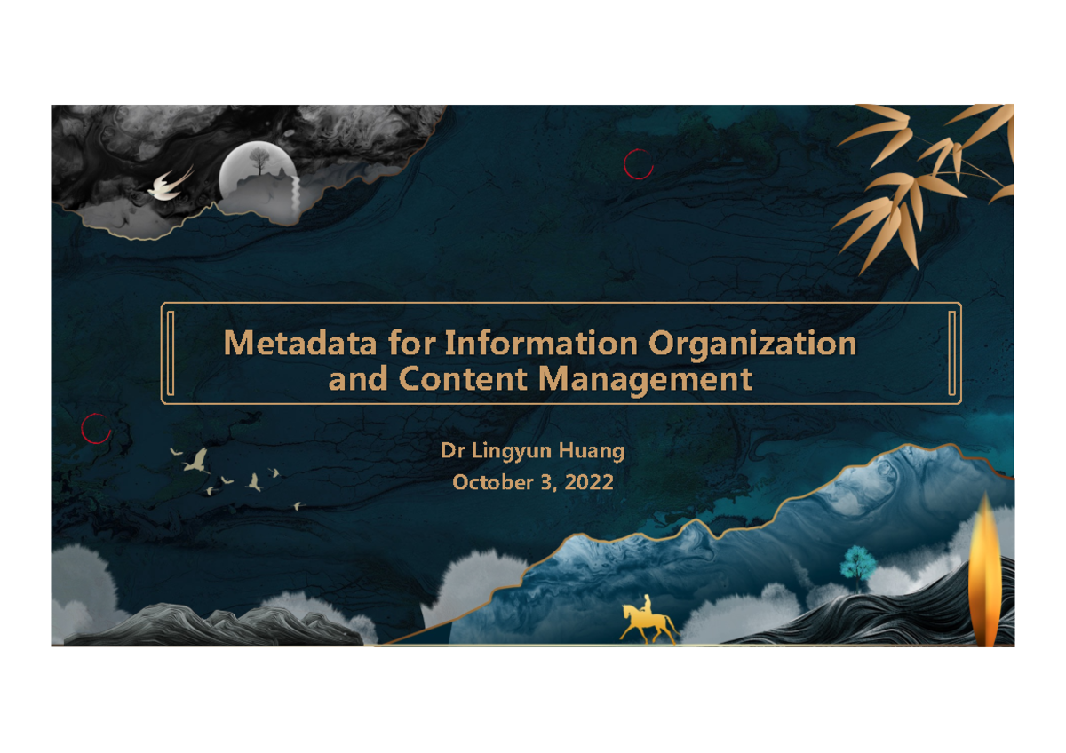 Lecture 3: Understanding Metadata for Information Management - Studocu