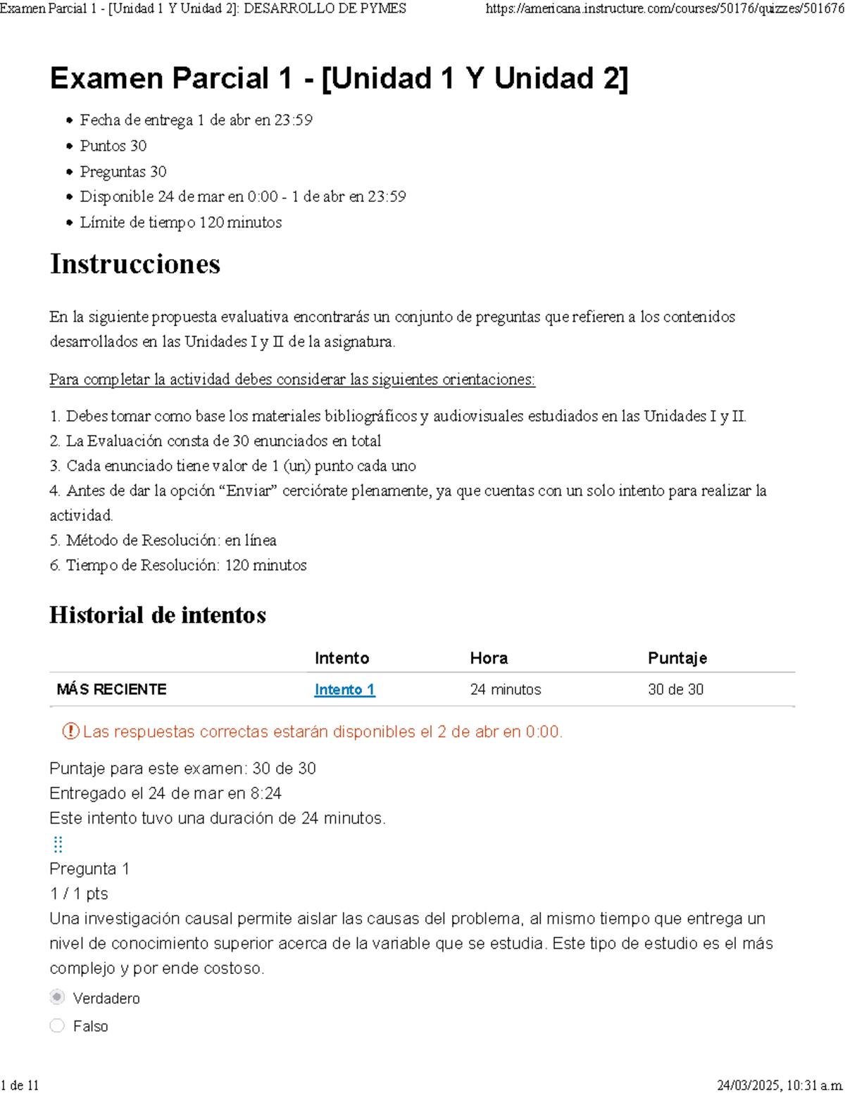 Examen Parcial 1 - Unidad 1 y Unidad 2 en Desarrollo de Pymes - Studocu