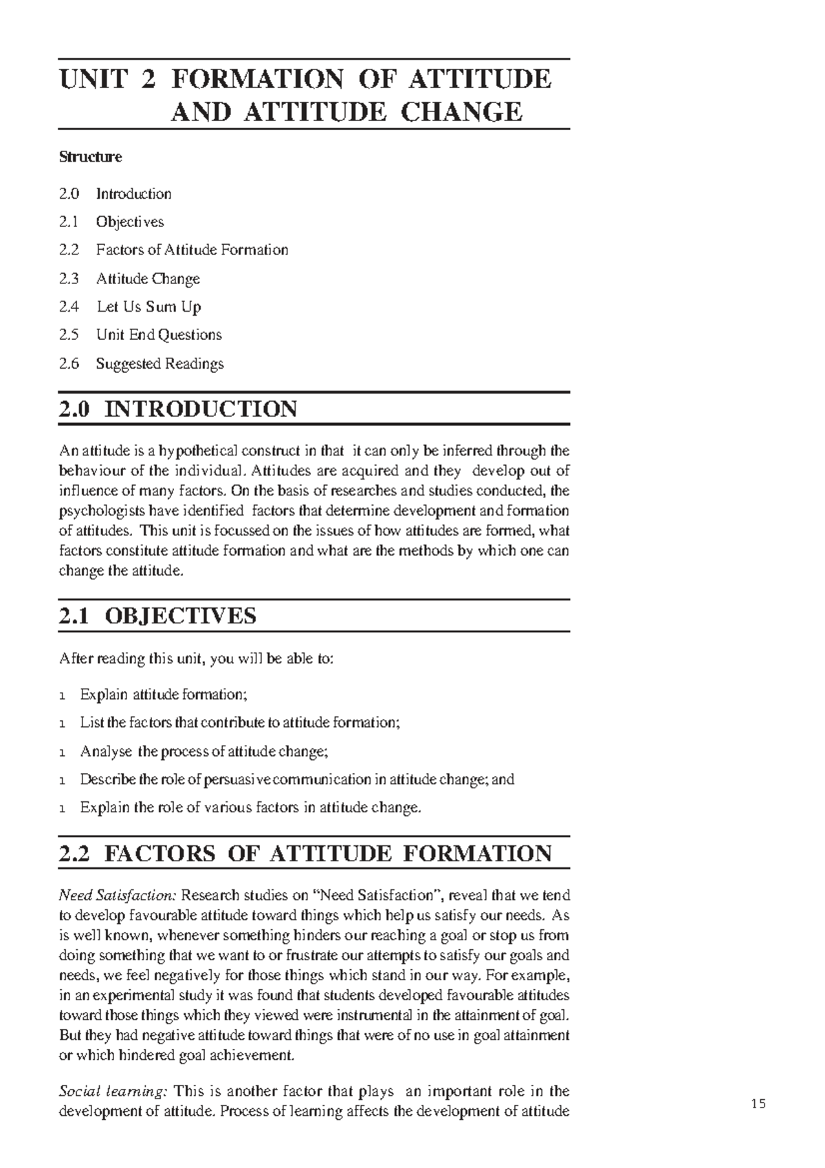 UNIT 2: FORMATION OF ATTITUDE AND ATTITUDE CHANGE - Notes on ...