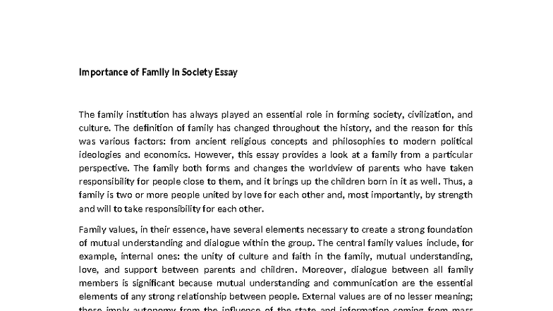 ENG 101: Importance of Family Values in Society Essay - Studocu