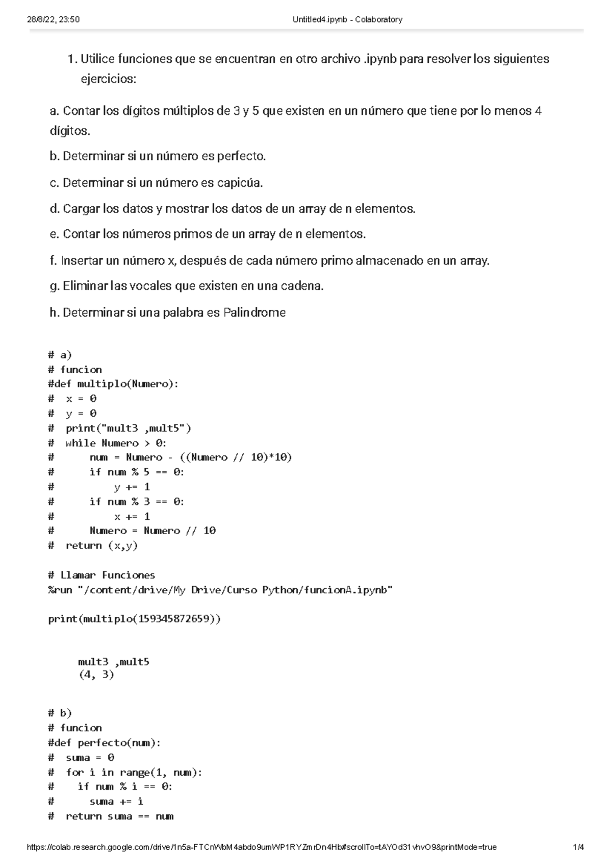 Tarea 4 Python - Ejercicios de Funciones y Algoritmos - Studocu
