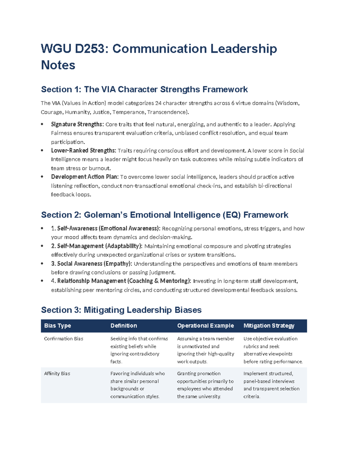 WGU D253: Master Notes on Communication Leadership & EQ - Studocu