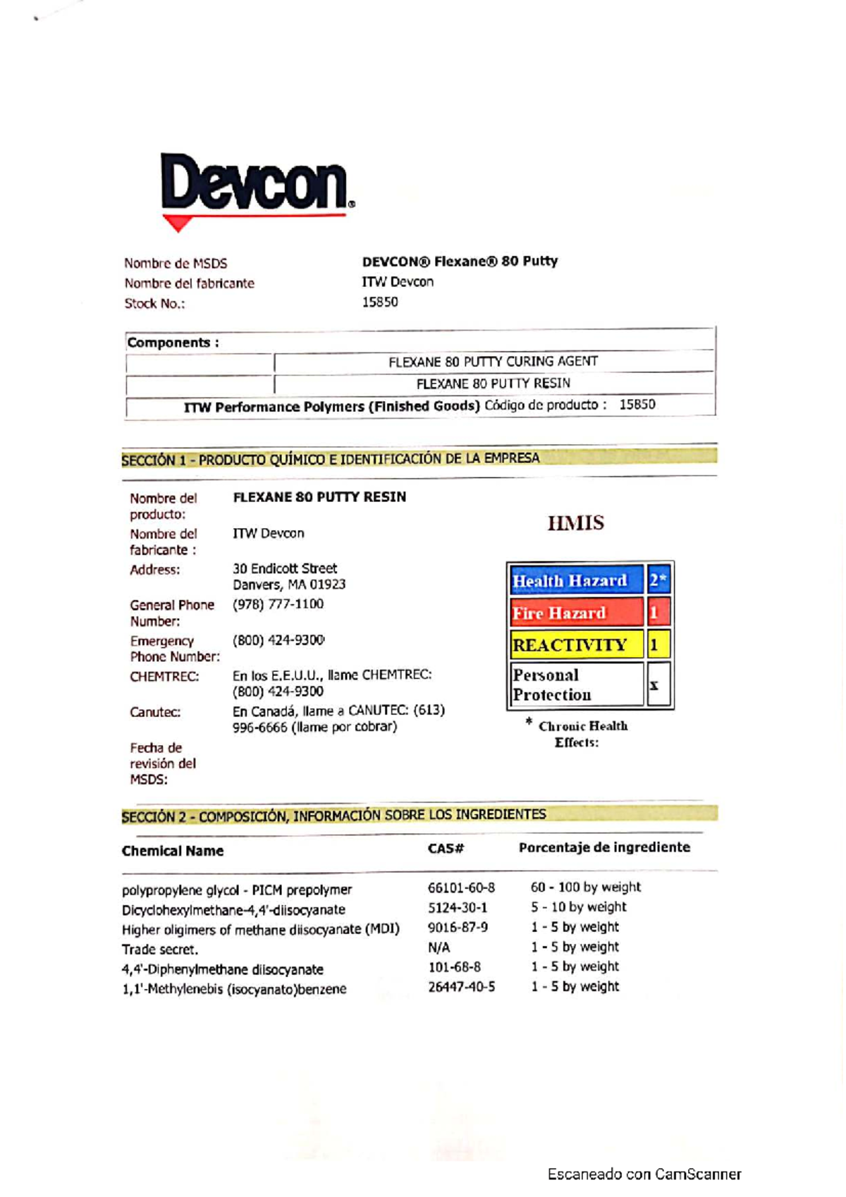 Devcom MSDS: FLEXANE 80 Putty Safety Data Sheet - Studocu