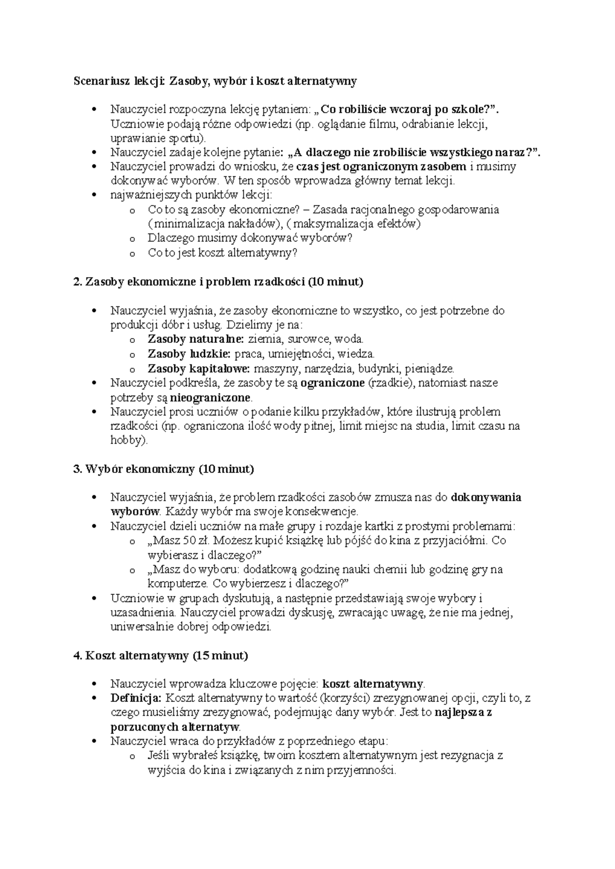 Plan Ramowy I Szczegółowy Scenariusz Lekcji www.studocu.com